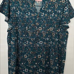 Ava & Grace Teal Floral Top